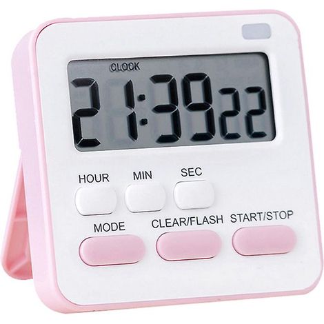 Réveil rose avec minuteur lumineux pour cuisiner, faire du sport et apprendre (grands chiffres) - Qualité exceptionnelle (1/4)