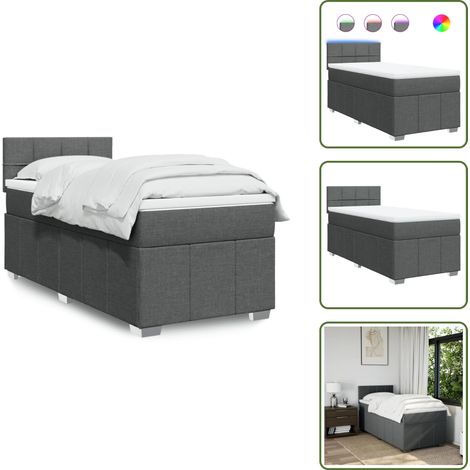 vidaXL Boxspringbett mit Matratze Dunkelgrau 80x200 cm Stoff (1/5)