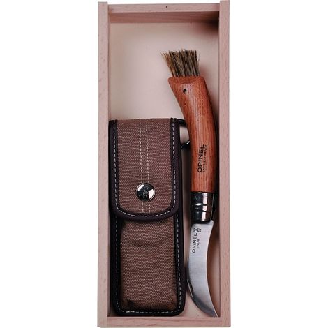 Opinel N°08 Funghi + Guaina - Coltello a serramanico per funghi acciaio inox manico in legno con guaina