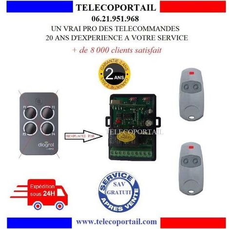 TELECOMMANDE DIAGRAL - KIT RADIO 100% COMPATIBLE - TELECOMMANDE PORTAIL DIAGRAL DIAG 43 OU 44 MCX (1/3)