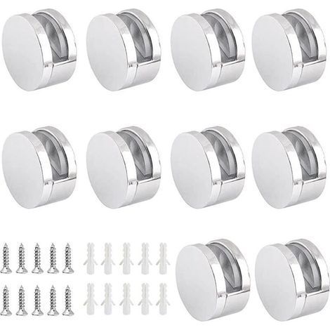 10 Pièces Pinces pour Miroir en Verre, Supports Muraux en Alliage de Zinc pour Étagères et Miroirs Murales, Fixation Sûre et Discrète (1/5)