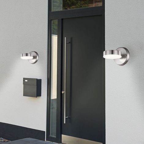 Außenwandlampe Edelstahl Fassadenleuchte LED Haustürlampe silber Gartenleuchte, 7W 450lm warmweiß, BxH 11,5 x 11,5 cm, 2er Set