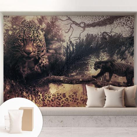 Papier peint intissé décoratif pour salon chambre et cuisine Facile à poser avec colle Motif forestier 208x146 cm (1/5)