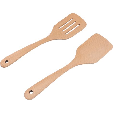 Ensemble de spatules en bois avec pelle à lame percée, spatule portable en bois de hêtre, ustensiles de cuisine (1/5)