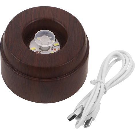 Socle lumineux LED avec motif bois naturel, support rond pour boule de (1/5)