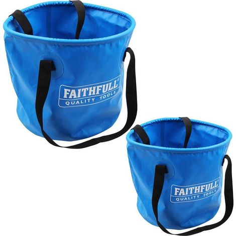 Faithfull Waterproof Collapsible Buckets 20L and 12L Plumbers Drain Down Buckets (1/5)