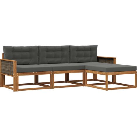 Outdoor Sofa Set with Cushion 4 pcs Natural and Anthracite vidaXL (1/5)