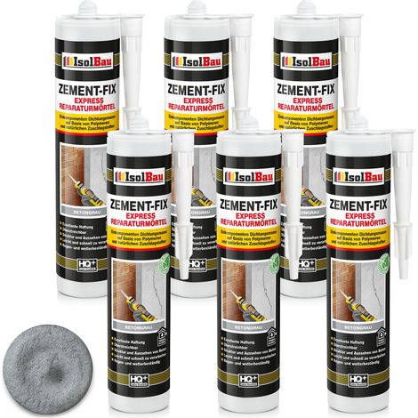 IsolBau Zement-Fix Beton-Reparatur- und Versiegelungsmörtel Grau 6 x 300 ml (1/5)