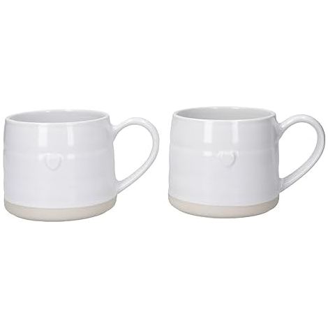 Mikasa Farmhouse Tazas de Gres con Corazones, Juego de 2 Tazas para Té, Café y Chocolate Caliente, 380ml - Caja de Regalo, Apto para Lavavajillas y Microondas