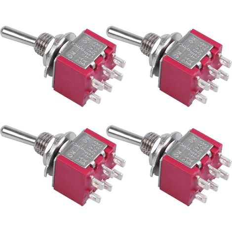 4 interrupteurs à bascule DPDT ON/OFF/ON à 6 broches, 250 V CA 2 A / 120 V 5 A (1/5)
