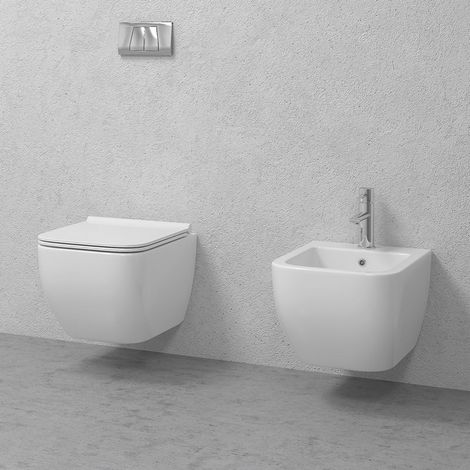 Sanitari sospesi senza brida WC e bidet modello Marie-S kamalu