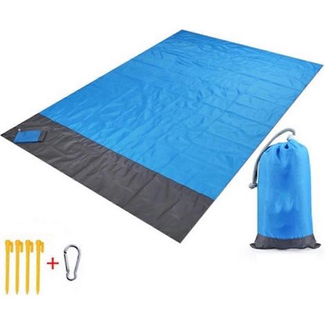 Tapis de camping extérieur, tapis de pique-nique en tissu Oxford, tapis portable, pliable et imperméable - Bleu (1/5)