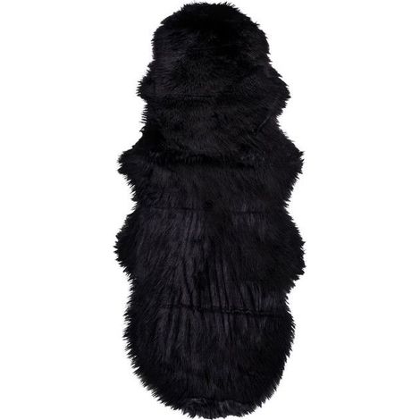 Peau d'agneau artificielle noire 60 x 180 cm