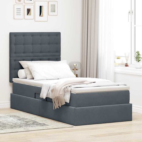 vidaXL LED-Speicherbett mit Matratze Dunkelgrau 90 x 200 cm Samt (1/5)