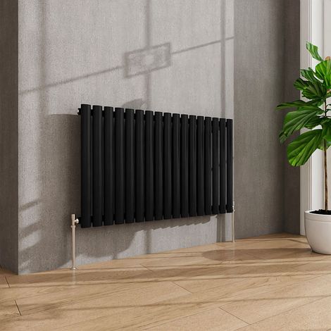 AVER-GROWTH Black Radiator Horizontal Oval Column Single Panel Rad 600x1003mm (1/5)