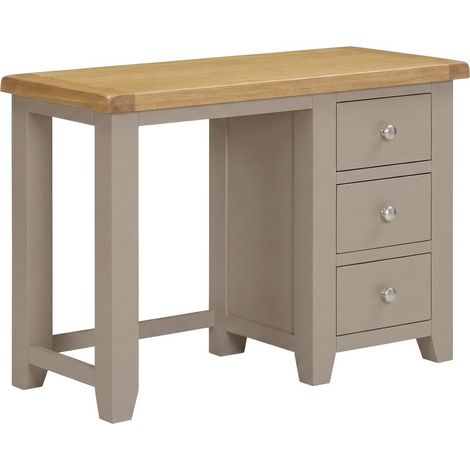 Windsor 3 Drawer Dressing Table - L44 x W107 x H75 cm - Putty/Oak