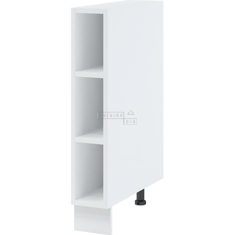 Cuisineandcie – Range bouteille blanc 15 cm – Meuble bas aggloméré avec étagères – Vide sanitaire 4 cm – Kit d'installation complet (1/4)