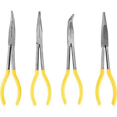 Spitzzange aus Kohlenstoffstahl mit rutschfestem Griff, 4er-Set, 28 cm lange Spitzzangen, zum Biegen und Schneiden (1/4)