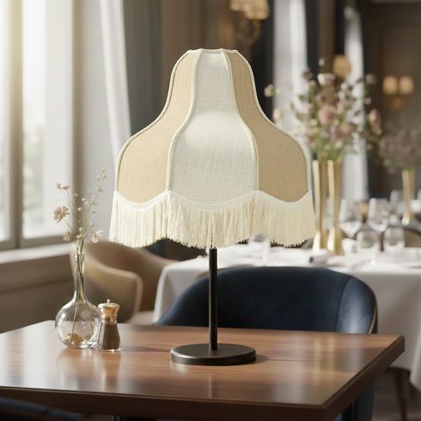 Lámpara de Mesa Beige y Yute con Flecos Serie LIV (1/5)