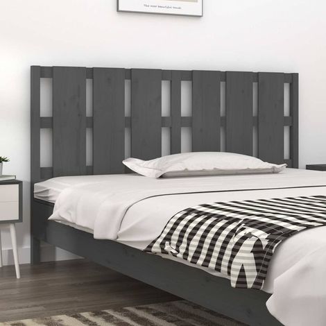 vidaXL Cabecero de cama madera maciza de pino gris 165,5x4x100 cm (1/5)
