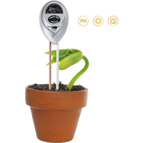 3-in-1 Multifunktionsinstrument zur Bestimmung des Säuregehalts des Bodens, Hygrometer, Feuchtigkeitsüberwachung, Licht- und pH-Wert-Erkennung mit Sonde.