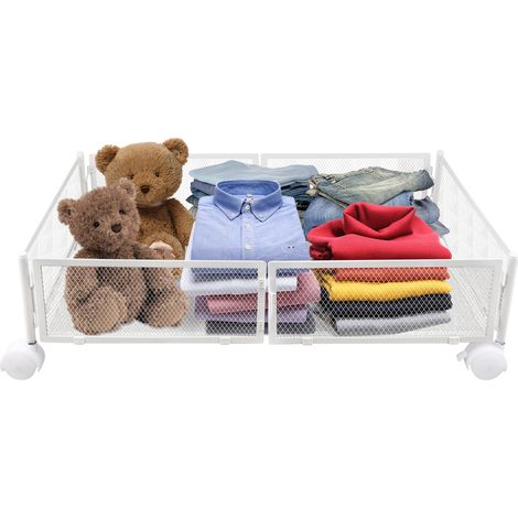Bajo La Cama de Almacenamiento con Ruedas, Almacenamienta Debajo de la Cama60 x 40 x 17 cm, Blanco (1/5)