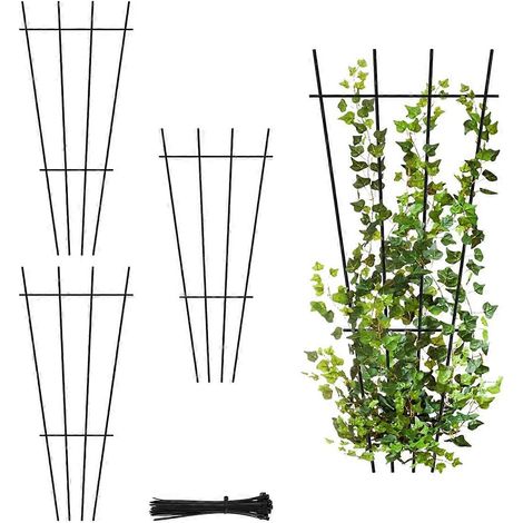 Treillis de jardin en 4 pièces, support pour plantes de 40 cm (16 pouces) avec 40 attaches (1/5)