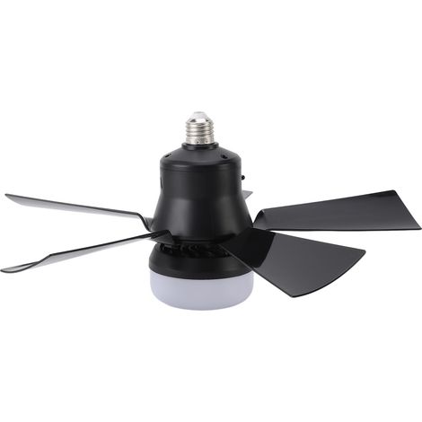 Ventilateur de plafond à intensité variable, 3 couleurs, vitesse du vent, minuterie 1H, 2H, 4H, E26, petite lampe avec télécommande, pour chambre à coucher, cuisine, 85 à 265V, noir (1/5)