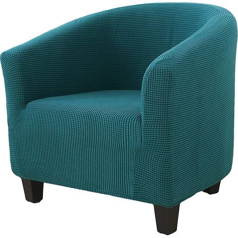 Housse de Fauteuil Chesterfield Jacquard Couleur Unie 1 Place Extensible Turquoise (1/4)