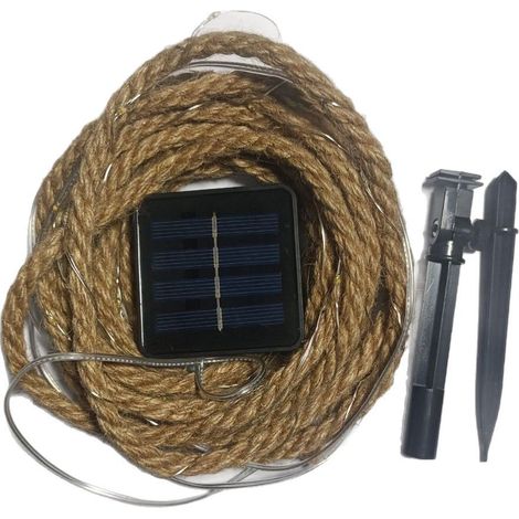corde chanvre Guirlande lumineuse LED Éclairage solaire à cordes 40 LED 3m coton Corde naturelle, corde en jute Tau Couleur blanc ch (1/5)