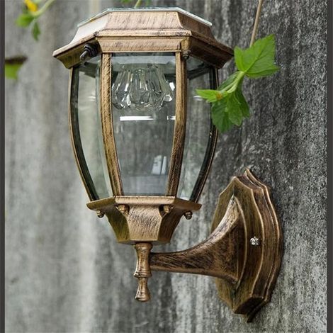 Décoration De Jardin Solaire Extérieur Mur LED Lampe Rue Extérieur Panneau Solaire étanche Soleil Applique Solaire Projecteur 7 Pouces Lumière Chaude Applique Murale Solaire (Bronze) (1/5)
