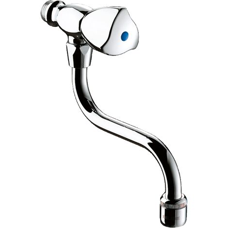 Delabie Wand Ventil für Waschrinne G1/2B mit Schwenkauslauf L150mm