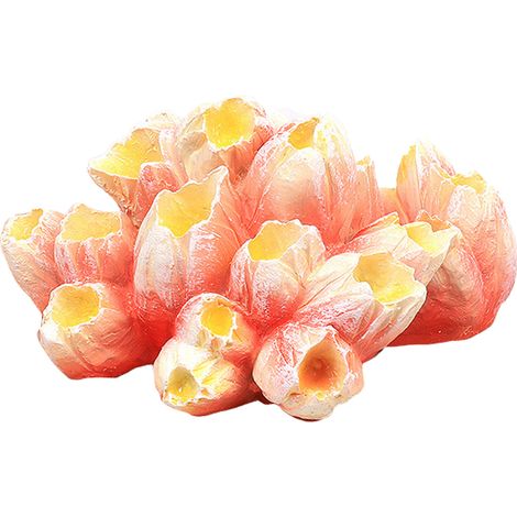1 corail artificiel, en résine, violet et jaune, 9,5 x 7,5 x 5 cm, pour aquarium d'eau douce ou salée (1/5)
