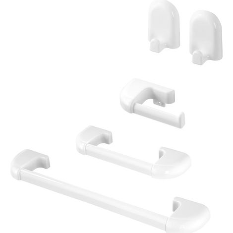 Set accessori a muro 5 pezzi in ABS bianco con doppio fissaggio  Gioia (1/5)