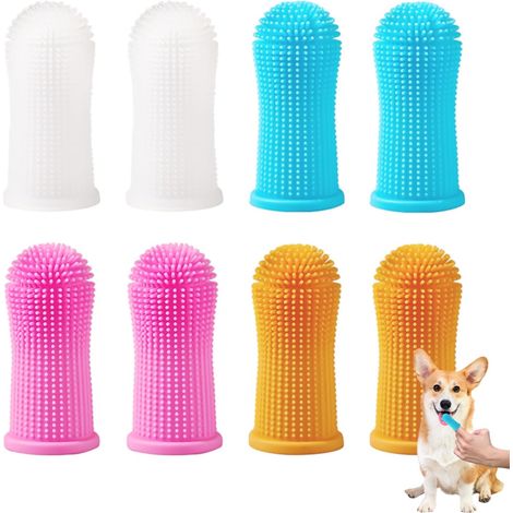 8 Pièces Brosse a Dent Chien Silicone, Brosse a Dents Doigt Chien 360º, Brosses à Doigts pour Petits Animaux en Silicone Souple, pour Le Nettoyage et Le Soin (1/5)