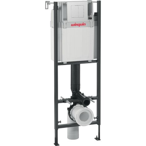 Wirquin – WC suspendu Lineo Stone – Plaque de commande double chasse blanche – Réservoir isolé anti-humidité – Installation rapide et facile (1/5)