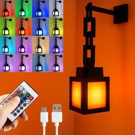 1PCS Pixelated Lantern Night Light, 16 Colors LED Wall Mood Lamp with Remote Control, for Bedroom, Playroom, Kids Room Decor (1/5)