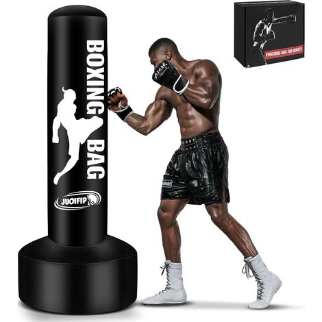 Sac de Frappe Adulte, 180cm Sac de Boxe Gonflable avec Support Sacs de Frappe Boxe autoportant Sac de Kickboxing Equipement pour l'entraînement MMA Muay Thai Fitness à Utiliser (1/5)