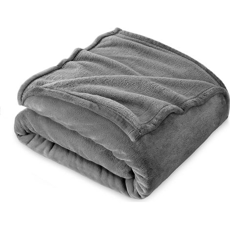 Manta de franela polar de 150 x 200 cm - Manta polar para sofá - Manta gruesa, suave y cálida para cama doble - Manta de alta calidad - Gris claro (1/5)