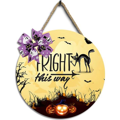 Panneau en bois d'Halloween panneau de porte d'Halloween panneau à suspendre pour la maison et l'extérieur décorations d'Halloween - Style 5 (1/4)