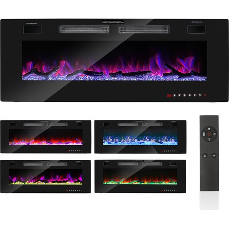 Jiubiaz 50 Zoll Elektrokamin mit Kristallen, 5 Holzscheiten und 8-Stunden-Timer (1/5)