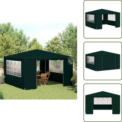 Tente de réception et parois latérales 4x4 m Vert 90 g/m² - Tente De Réception - Abri Jardin - Gazebo - Auvent - Parasol (1/5)