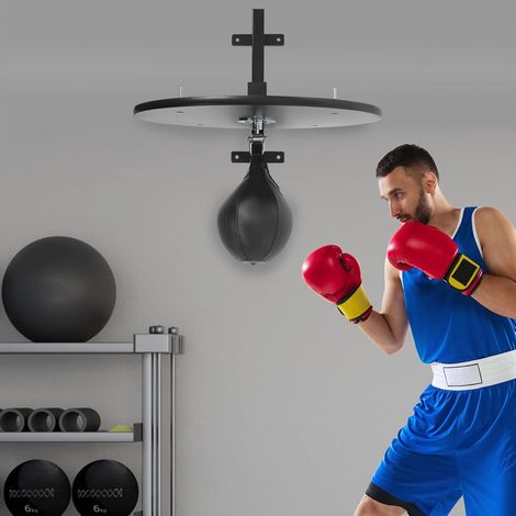 Speed Bag - Plateforme en bois - Réglable en hauteur - Équipement d'entraînement de boxe professionnel - Avec pompe et aiguille de gonflage - Montage mural - Équipement d'entraînement de boxe pour la (1/5)