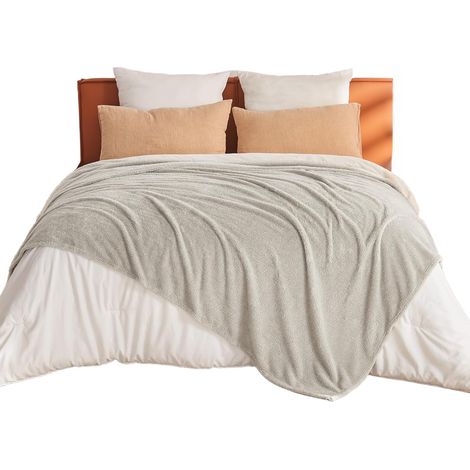 Coperta Sherpa soffice morbida calda 150x200 cm grigio (1/5)