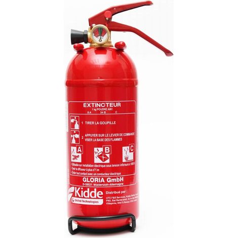 – Extincteur 1KG ABC – Poudre sèche pour feux de classe A, B et C – Portée 4m, durée 10s – Compact et transportable (1/3)