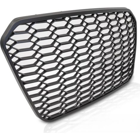 Grille Calandre en ABS Audi A6 C7 de 2011 a 2014 Look Sport Noir Matt + PDC-41427084 (1/4)