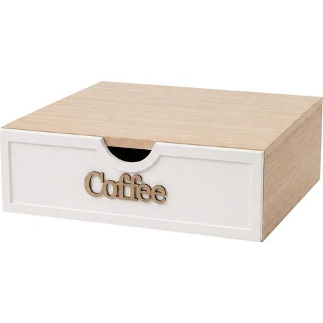 Porta Cialde Caffe Organizer Capsule Legno Cucina Cassetto Moderno 30x30x10