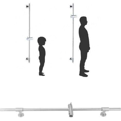 Barre de douche en acier inoxydable, glissière de douche, support de douche, tige de pommeau de douche, colonne de douche finition miroir brossé (1/5)