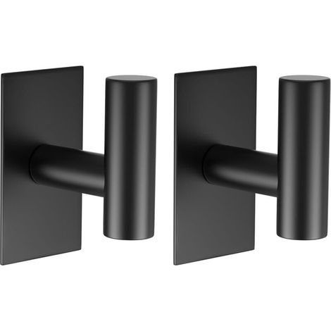 Set mit 2 Wandhaken für Handtücher, starke und wasserfeste Kleberückseite zum Aufhängen von Mänteln, Kleidung und Küchenschränken (schwarz) (1/5)