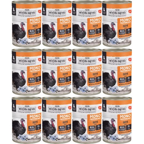 Wiejska Zagroda Nassfutter für Welpen Monoprotein Truthahn 12x400g